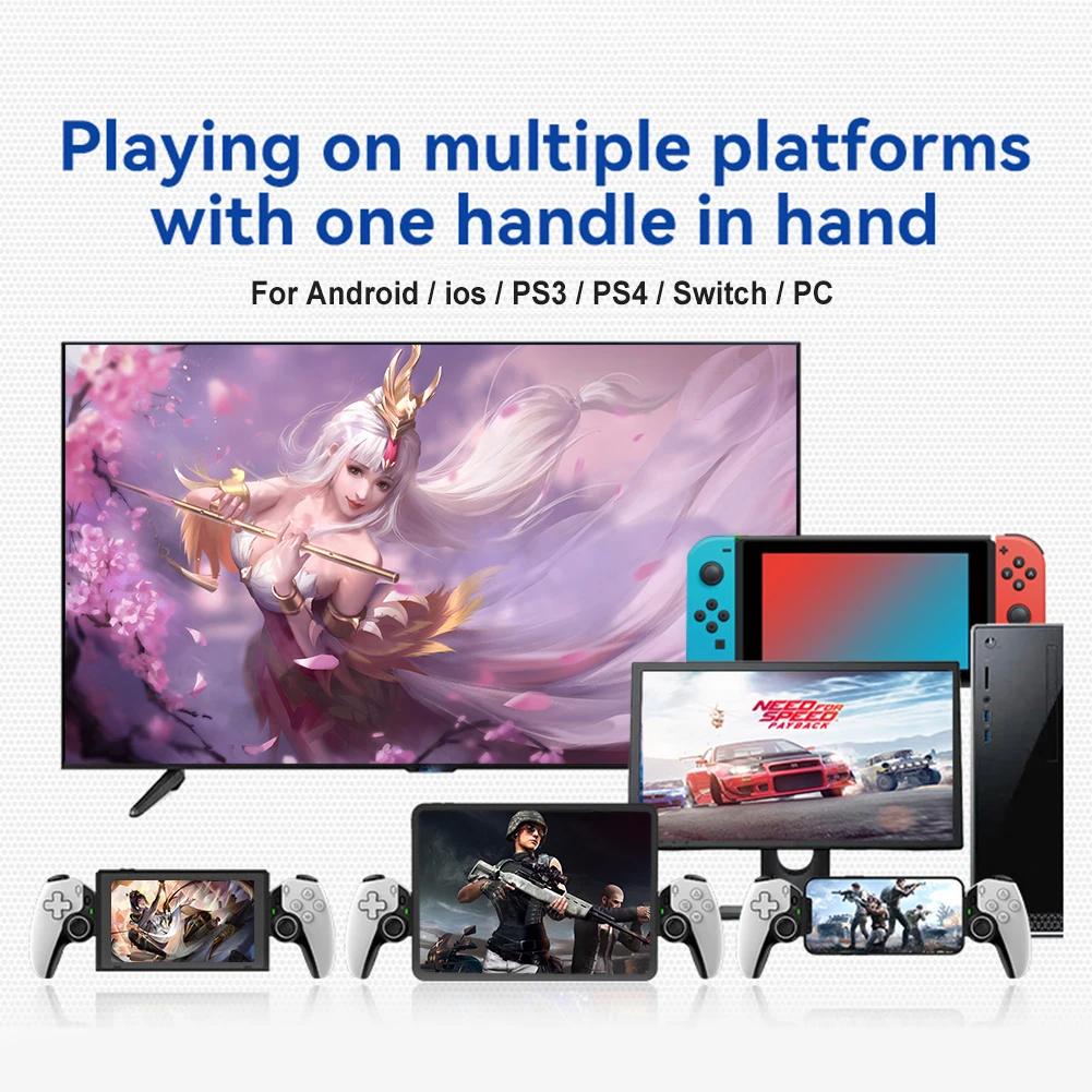 터보 블루투스 호환 무선 모바일 게임 컨트롤러, D9, 5.2 이중 진동 6 축 자이로, 스위치, PS3, PS4, PC, 태블릿용