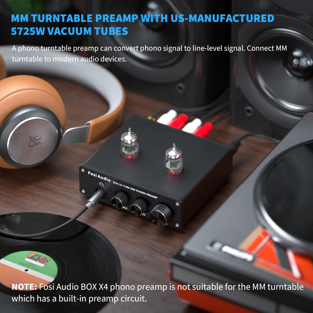 Fosi Audio Phono Preamp for Turntable Phonograph Preamplifier With Vacuum Tube Amplifier HiFi BOX X4 — view 2