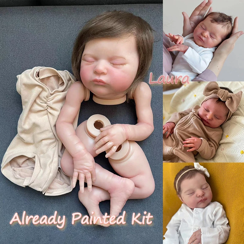 20 Pollici Laura Finito Reborn Sleeping Doll Size Già Dipinto Realistico Soft Touch Parti Di Bambole Finite Flessibili