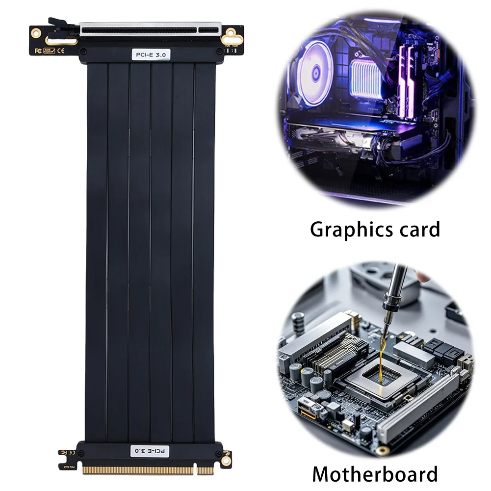 High-Speed Flexible PCIe Extension Riser Cable with 90° and 180° Angles (Available in Multiple Lengths)