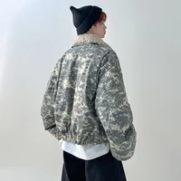 FEWQ Detachable Fur Collar American Camouflage Men Cotton Jacket Contrast Color Long Sleeve Male Tops Korea Fashion 21Z7058 2