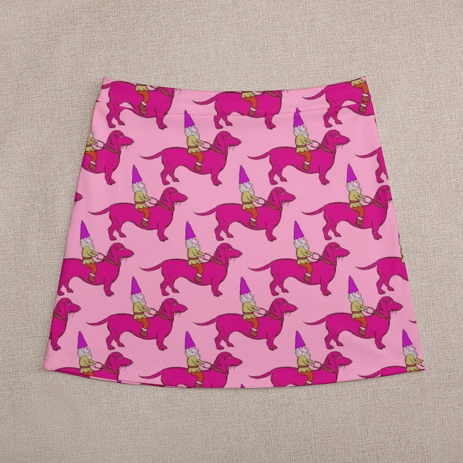 Gnome Riding a Dachshund Pattern, Pink Palette Mini Skirt summer outfits for women 2024 fairy grunge skirts for woman