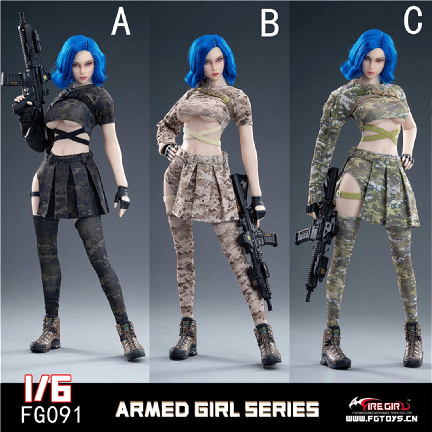 

Fire Girl Toys 1/6 FG091 Camo Armor Girl Tactical Skirt Clothing Suit Fit for 12'' Female TBLeague JIAOUAction Figure
