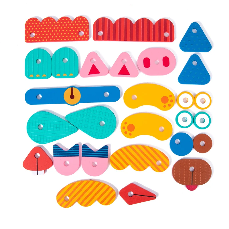 Creative Face Changing Game Early Education Express Emotions Puzzle Interaction Train Brain Wooden Toy For Baby Children Gifts 4