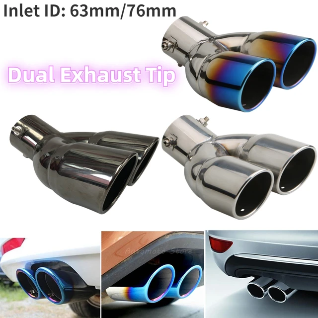 Universal Car Inlet Double-Barrel Rear Exhaust Tip Tail Pipe
