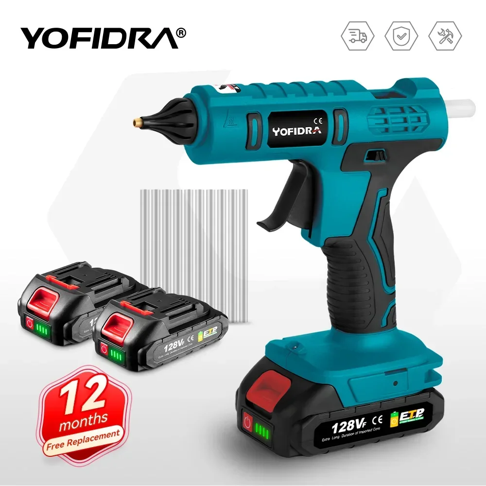 

100W Cordless Hot Melt Glue Gun Anti-scald Rechargeable with 10pcs 11mm Glue Sticks Home DIY Repair Tool For Makita 18V Battery