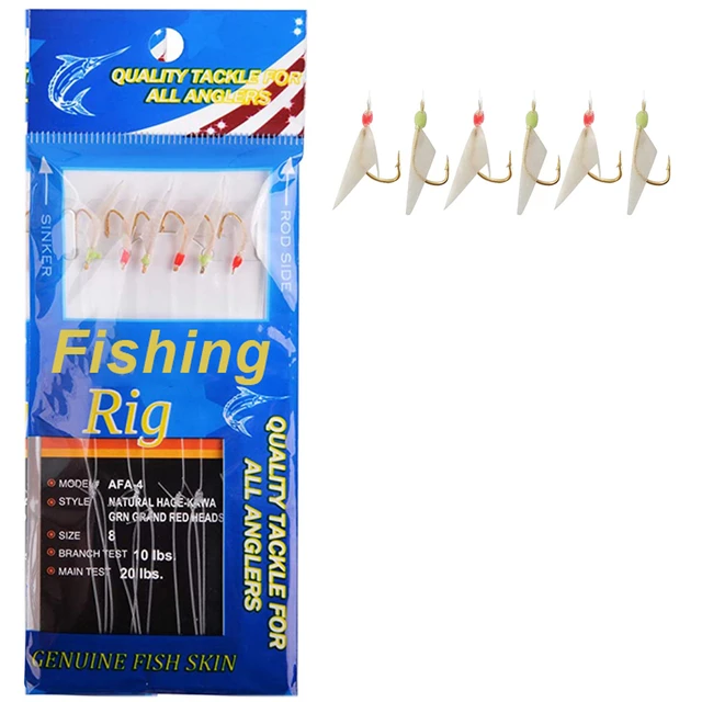 5/10/20Packs Real Fish Skin Mackerel Fishing Rigs Lure Baits With Luminous  Beads Saltwater Freshwater