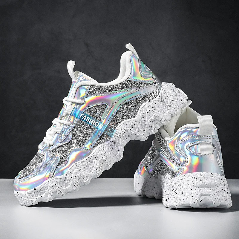 

Shiny Shoes for Women Original Female Vulcanized Shoe Conspicuous Fashion Luxury Platform Shoe Comfortable Casual Sneakers 36-41