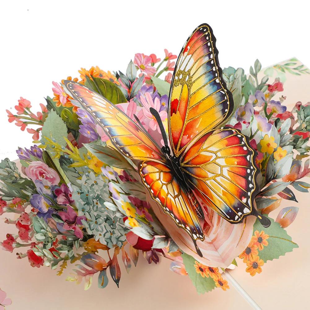 Pops-Up Butterflies Greeting Card Hand-made Personalized 3D Butterflies Birthday Card Present for Mother