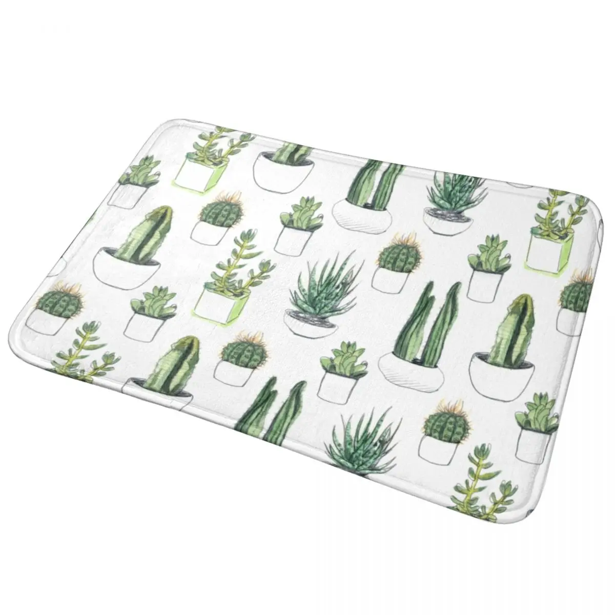 

Watercolour Cacti & Succulents Doormat Non-slip Super Absorbent Bathroom Floor Mats Home Entrance Rugs Bedroom Carpet Footpad