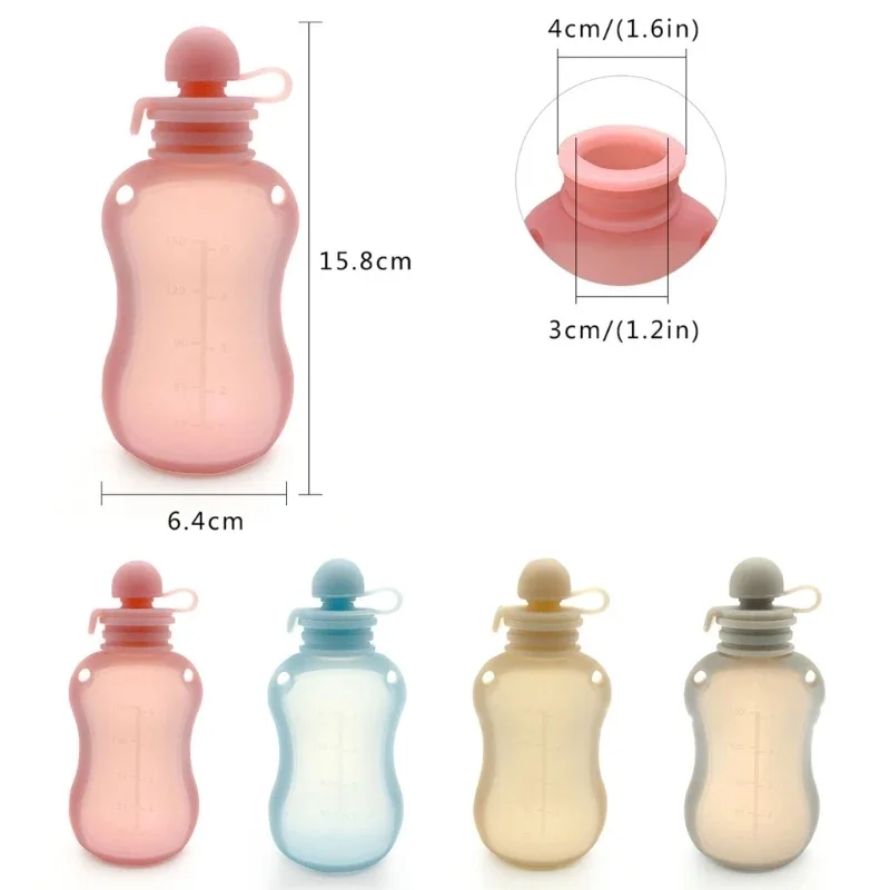 150ml Refillable Baby Storage Bag Silicone Milk Congee Leakproof Organiser Squeeze Storage Container baby food storage containers,portable food storage box,food pouch,breastmilk storage bags