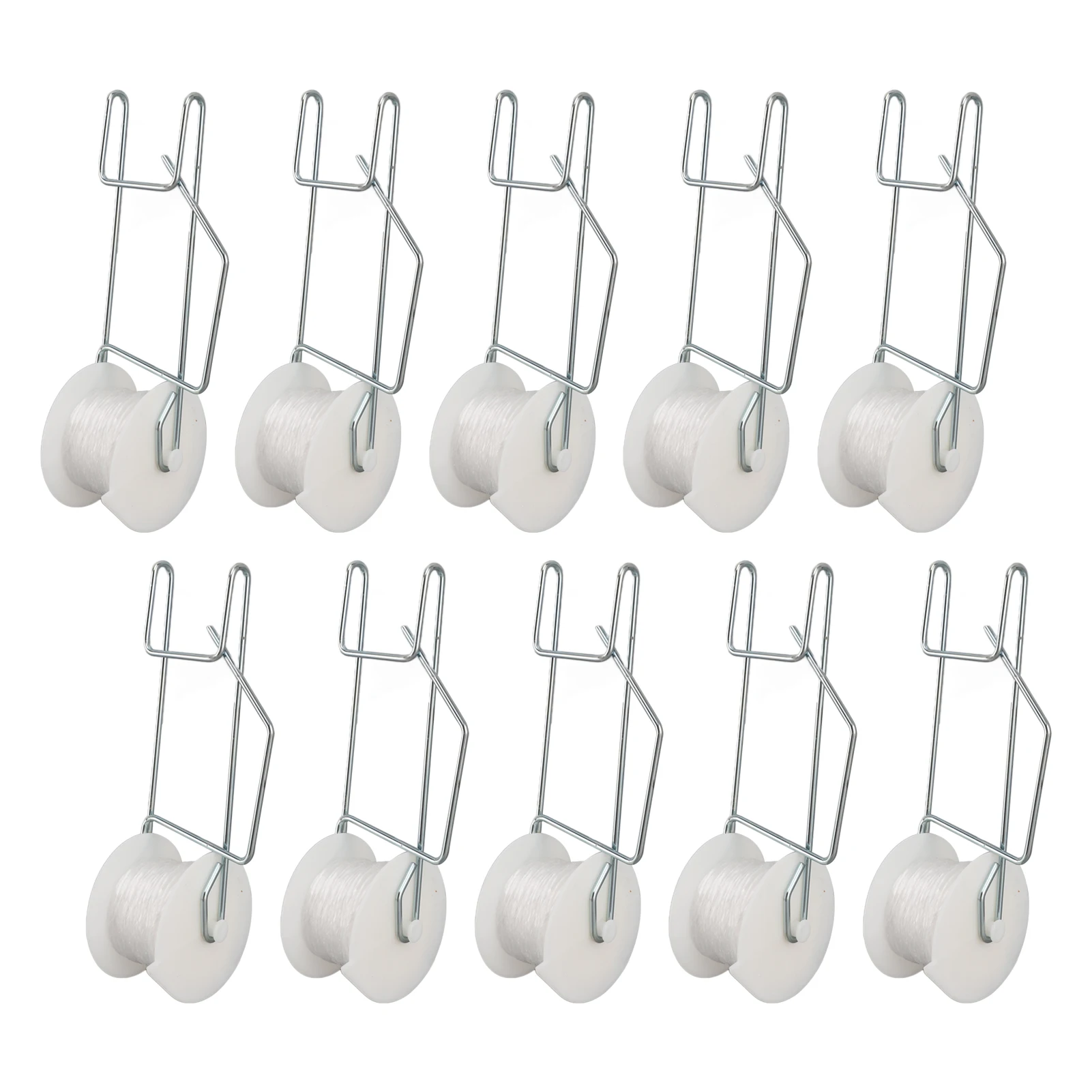 Climbing Plant Trellis 10pcs Tomato Roller Hooks Galvanized Steel Wire PP Heat Resistant Space Saving 15m Twine Vine Crop Trellis Roller Hooks