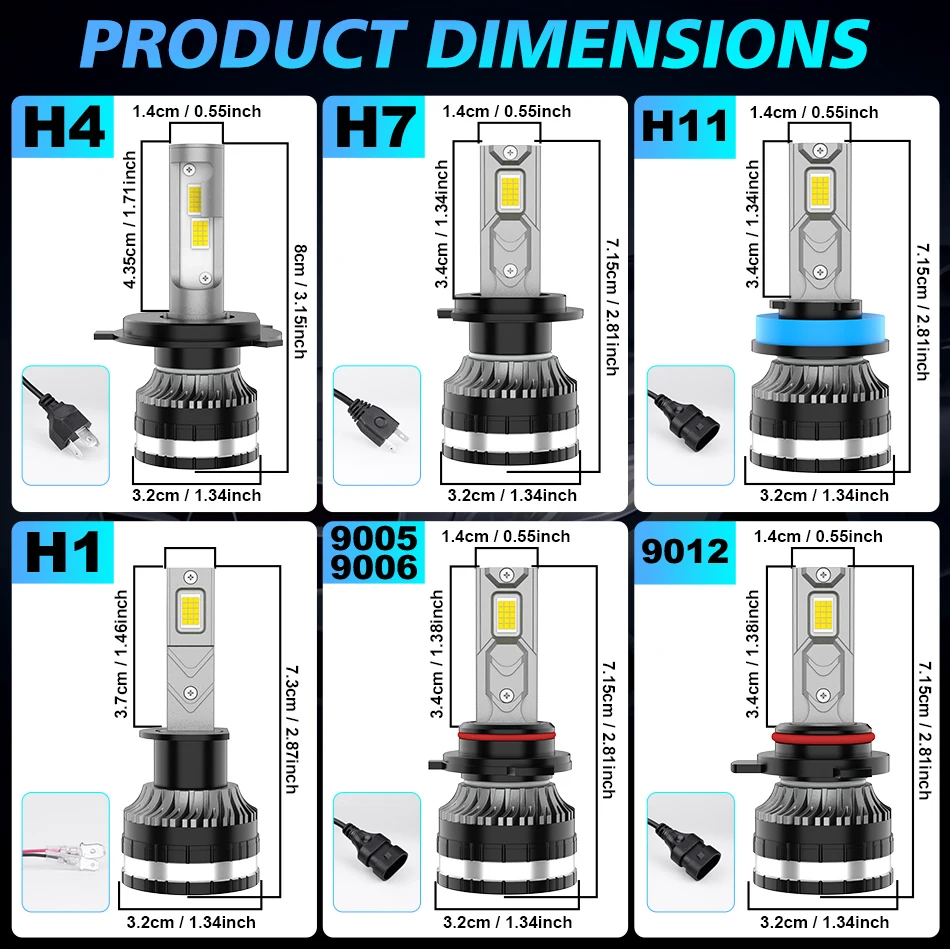 HLXG H4 LED H7 H11 자동차 헤드라이트 전구 6500W 650000LM 고출력 CSP H1 H8 9005 HB3 9006 HB4 9012 HIR2 터보 램프 6000K 자동차 라이트