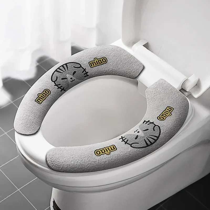 Toilet Seat Cover Toilet Mat Toilet Seat Cushion Toilet Mat Set 2Pc/set Reusable Flannel Toilet Sticker