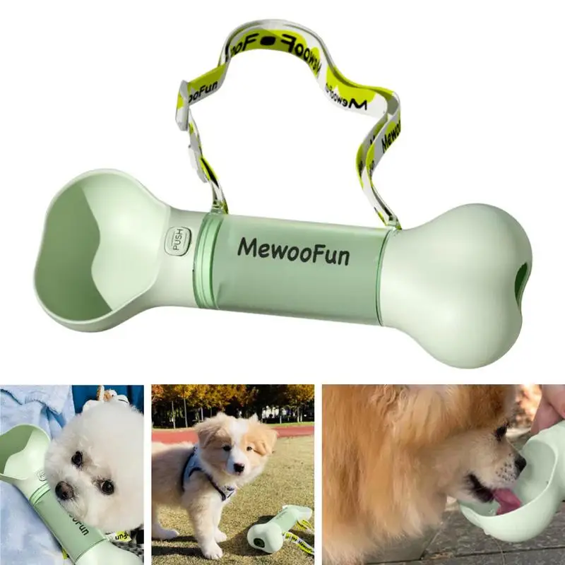 Dog Water Bottles Bone Shape Portable Dog Water Dispenser Leak Proof Drinking Feeder Poop Bag Dispenser For Pets Outdoor Travel