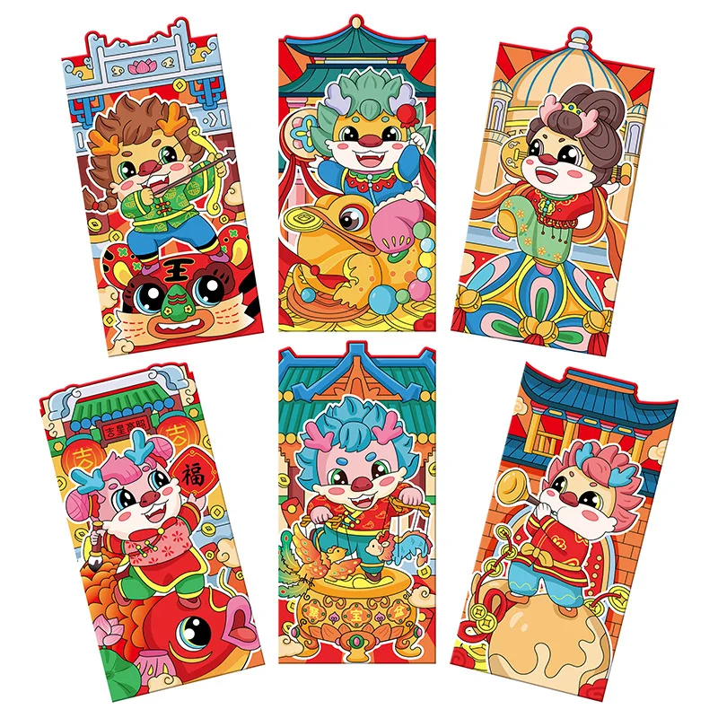 6Pcs Cute Dragon Year Hongbao Red Envelopes For 2024 New Year Spring  Festival Red Packet Lucky Money Packets Cartoon Gift Bag - AliExpress