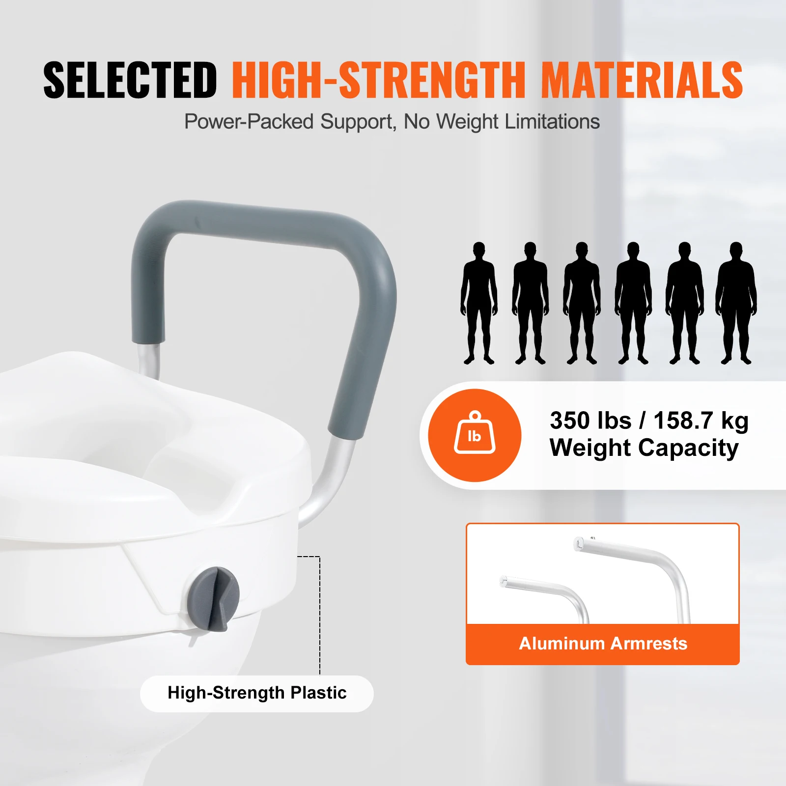 VEVOR Raised Toilet Seat 5" Height Raised 350 lbs Weight Capacity Round Elongated Toilet Twist Lock Installation Elderly toilet seat cover toilet seat accessories