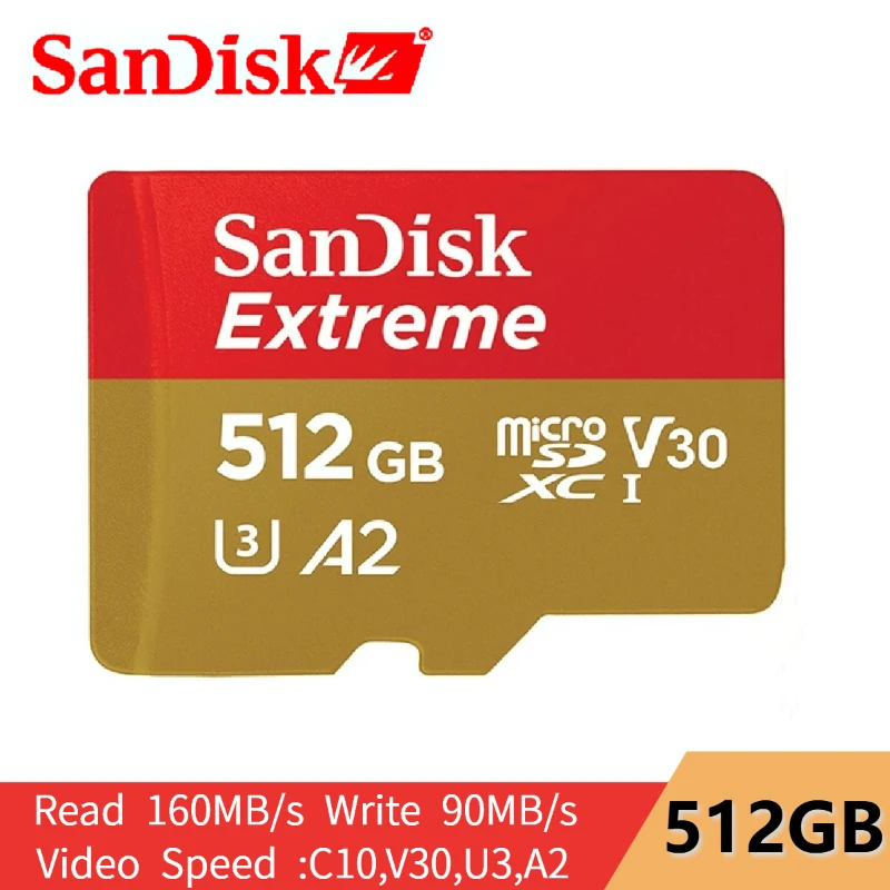 SanDisk Micro SD Card 512GB 1TB A2 Read Speed 160M/s Memory Card UHS-I TF Card U3 V30 Support 4K Extreme micro SD for drones memory card for phone Memory Cards