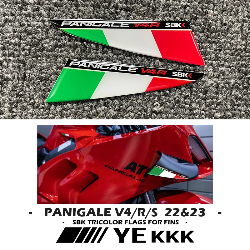 New SBK Tricolor Flags for Fins Airplane 3D Sticker Decal V4R Tricolor For DUCATI PANIGALE V4 V4S V4R 2022 2023
