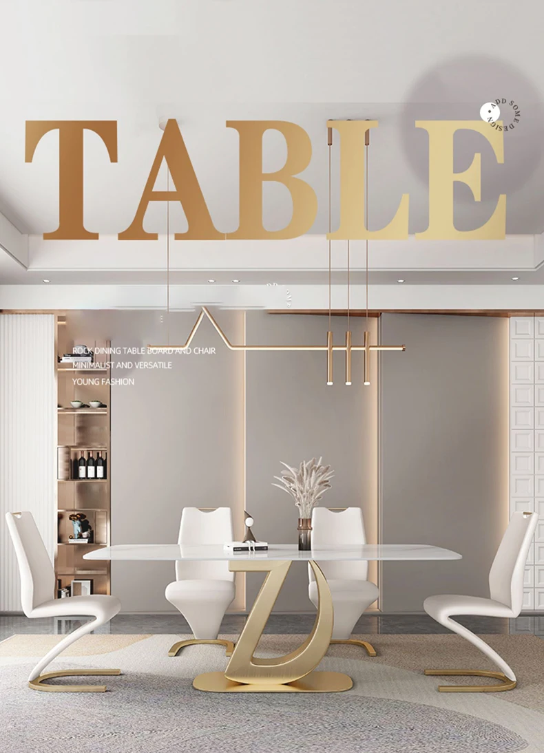 Description Picture 2 of itemSlate Kitchen Table Chairs Center Combination Small Apartment Modern Dining Tables Luxury Muebles Para Hogar Dining Room Set