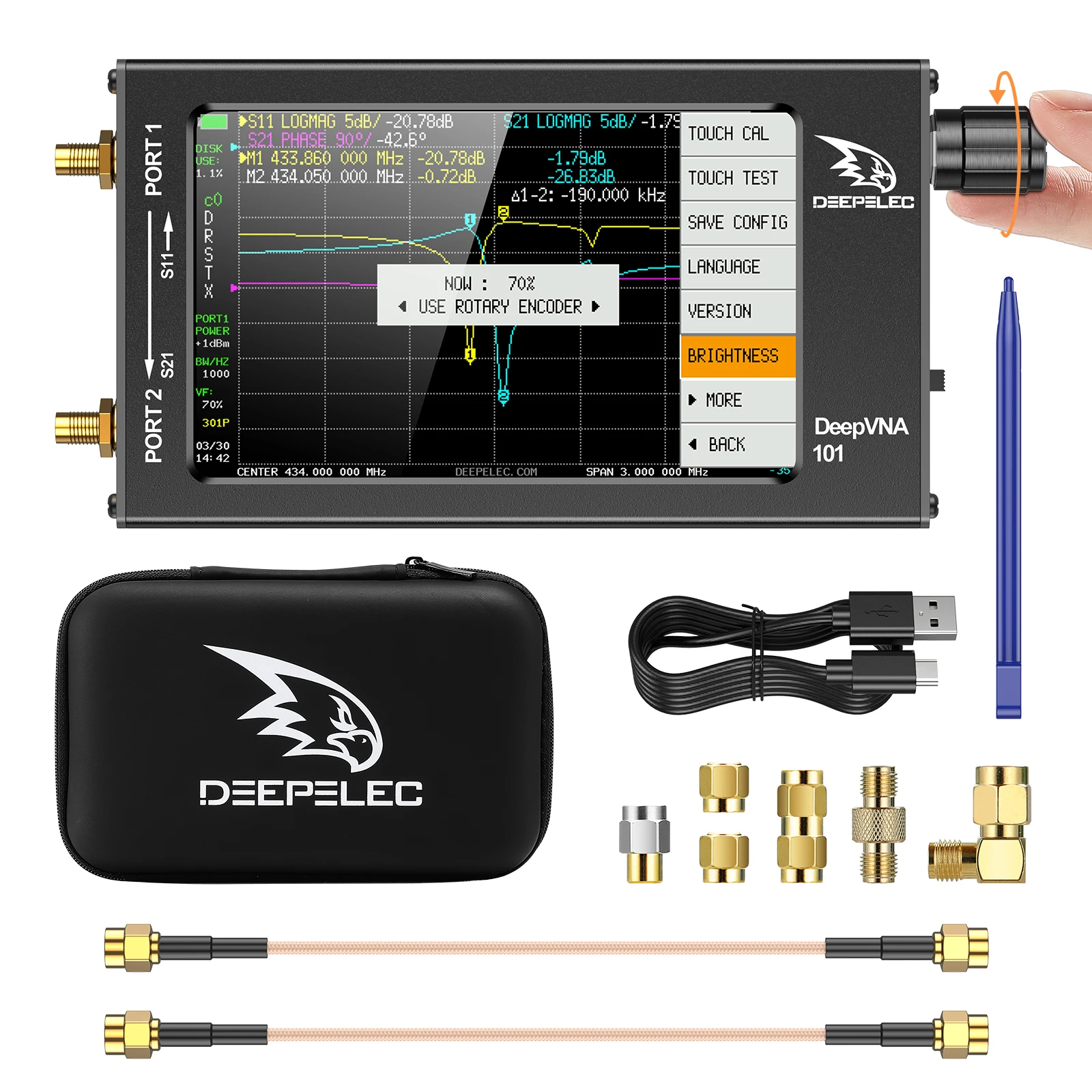 Vector Network Analyzer NanoVNA HF VHF UHF Analyzer Shortwave SWR Meter 4.3 inch IPS LCD Screen Plastic V3.2 DeepVNA 101 network analyzer