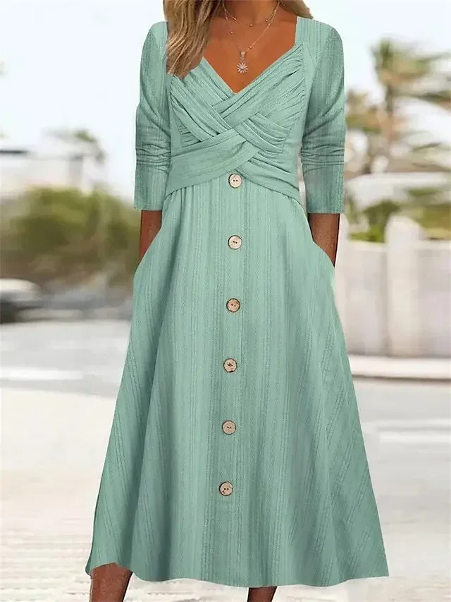 

Женское платье оверсайз с V-образным вырезом, длинное белое Свободное платье в стиле пэчворк, элегантная повседневная модная женская одежда, весна-лето 2024