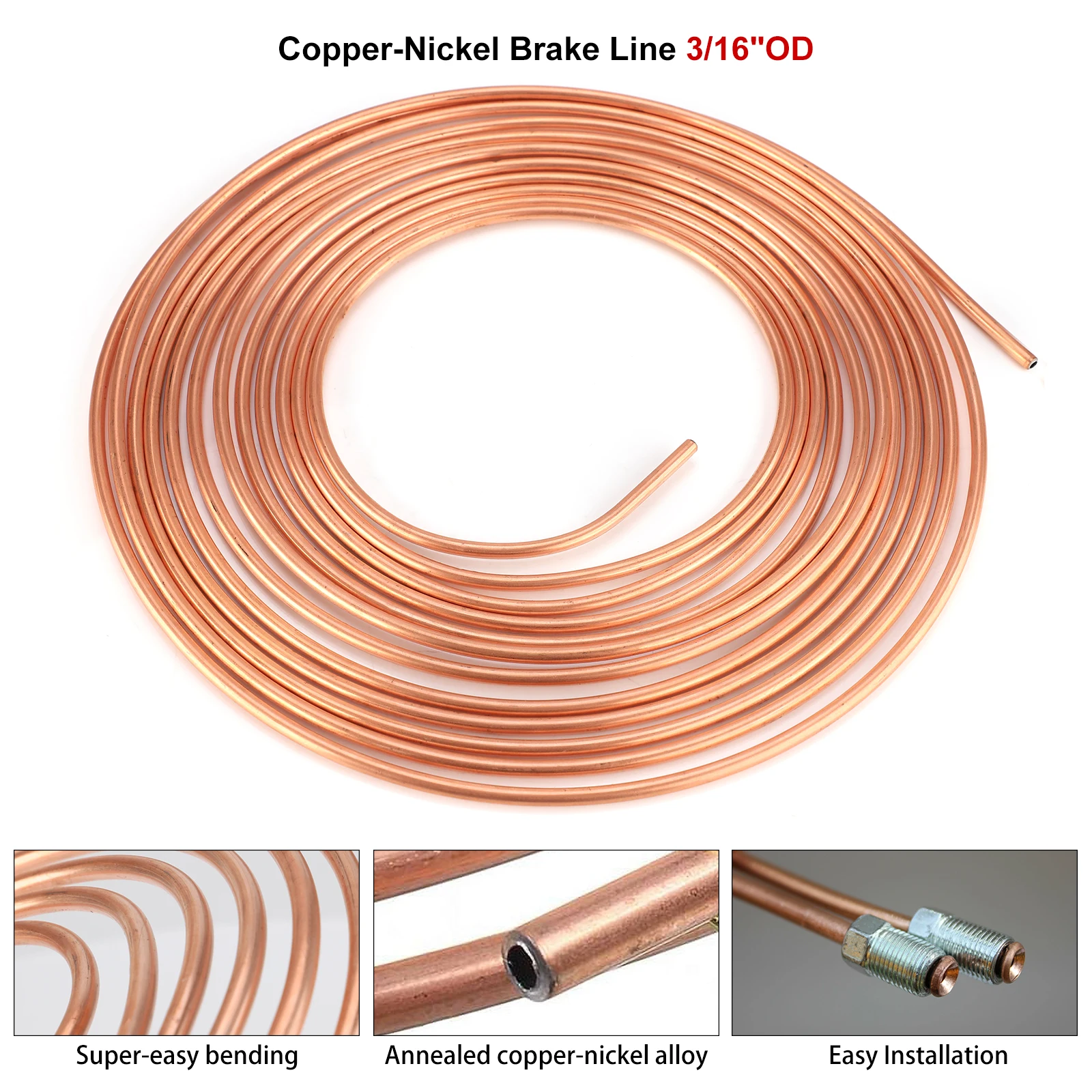 25ft 7.62m Car Roll Tube Coil of 3/16