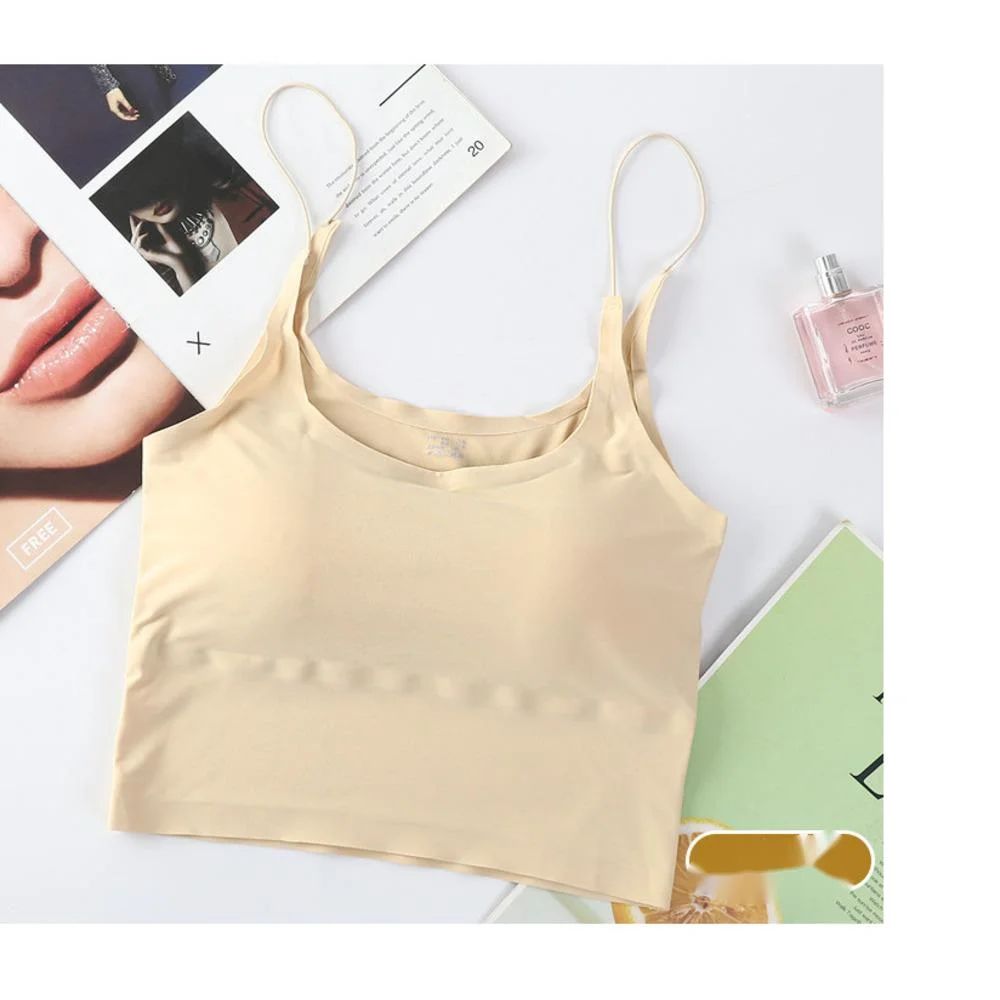 Ice silk seamless backless lingerie for women in summer, thin comfortable, breathable, casual sports straps, anti glare,_voghion.com