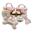 New Arrive Pet Plush Toys Cute Bone Bag Perfume Shaped Bite Chewing Squeaky Toys Luxury Designer Puppy Gift Toy 1
