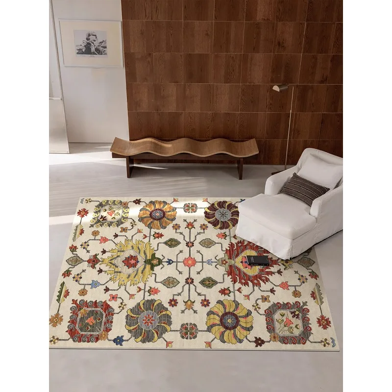 Nordic Retro Living Room Carpet Floral Creative Luxury Minimalist Art Bedroom Plush Rug Creative Fresh Sofa Coffee Table Mats 러그