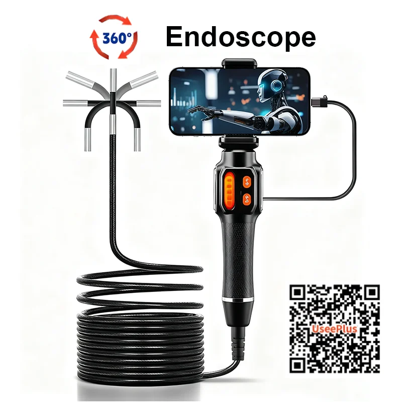 Type-C 360° Two-Way Rotary Articulating Endoscope Camera HD 480P Car Inspection Industrial Endoscope With LED For IOS Android 1