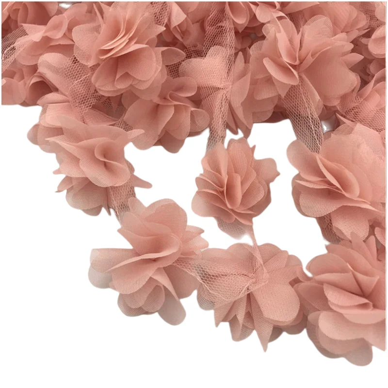 24Pcs Flower Applique,3D Chiffon Lace Patch,Lace Trim,DIY Bridal Veil,Shoes,Wedding,Child Clothes,Fabric Accessories