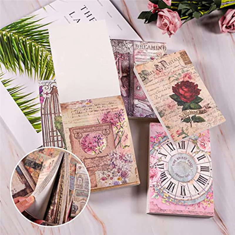 500 PCS 빈티지 스크랩북 종이 꽃 시리즈 스크랩북 용품 DIY 컬렉션 장식..