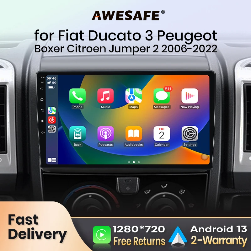 AWESAFE PX9 Car Radio Autoradio for Fiat Ducato 3 Peugeot Boxer 2 Citroen Jumper 2 2006 - 2022 Wireless Carplay Screen Android