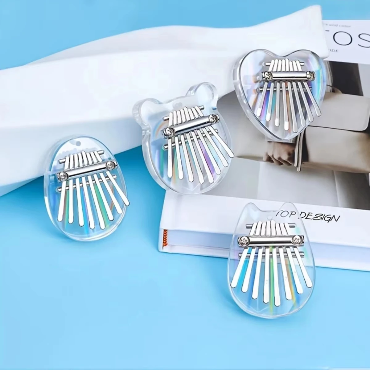 Miwayer Portable 8-Tone Thumb Piano Beginners Wooden Kalimba Transparent Crystal Finger Piano Musical Instrument
