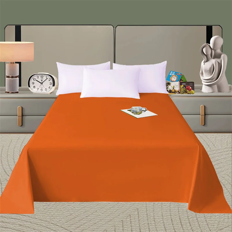 1Pc 100% Polyester Super Soft Flat Sheet Solid Colour Bed Sheet Twin Full Queen King Various Sizes 250cmX270cm 2