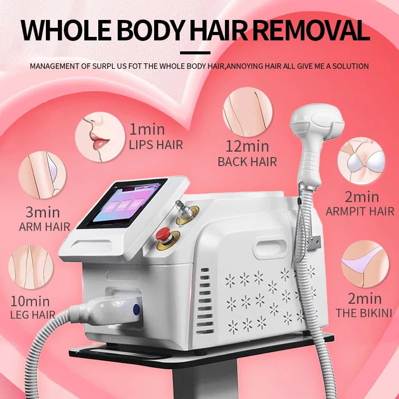 Diode Ice Laser 2022 Hair Removal Machine 808nm Professional 755nm 1064nm Painless Skin