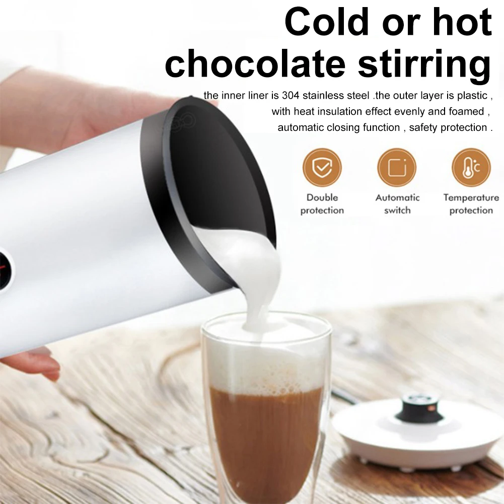 

Electric Milk Frother Machine Hot Cold Foam Maker Large Capacity Coffee Machines Heater With LED Lights For Cappuccino Latte