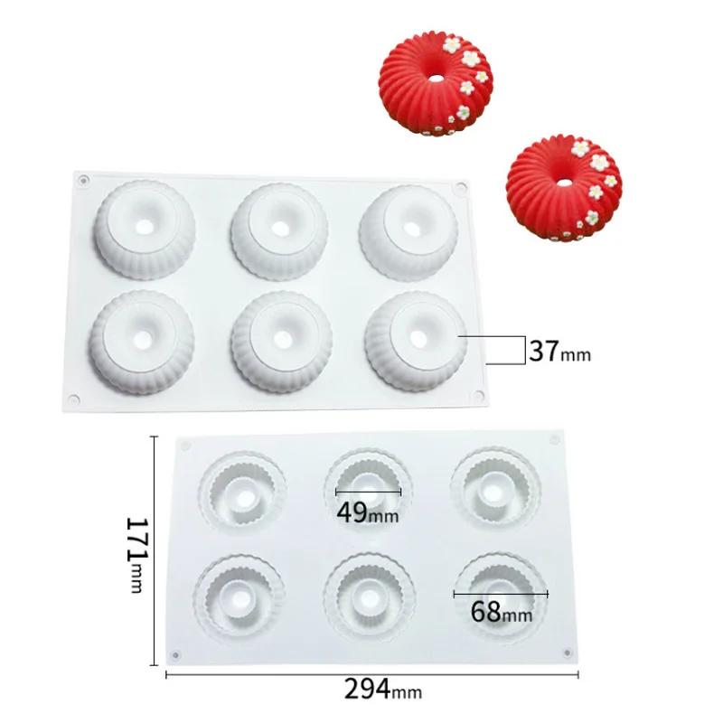 6 Cavities Strip Circle Silicone Soap Mold For DIY Handmade Soap Making Cylinder Round Form Candle Molds