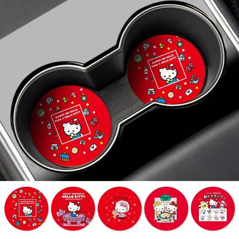 

Sanrio Hello Kitty Kawaii Coasters Car Auto Cup Holder Anti Slip Lnsert Coasters Car Decoration Fits Perfectly for Most Cups Hot
