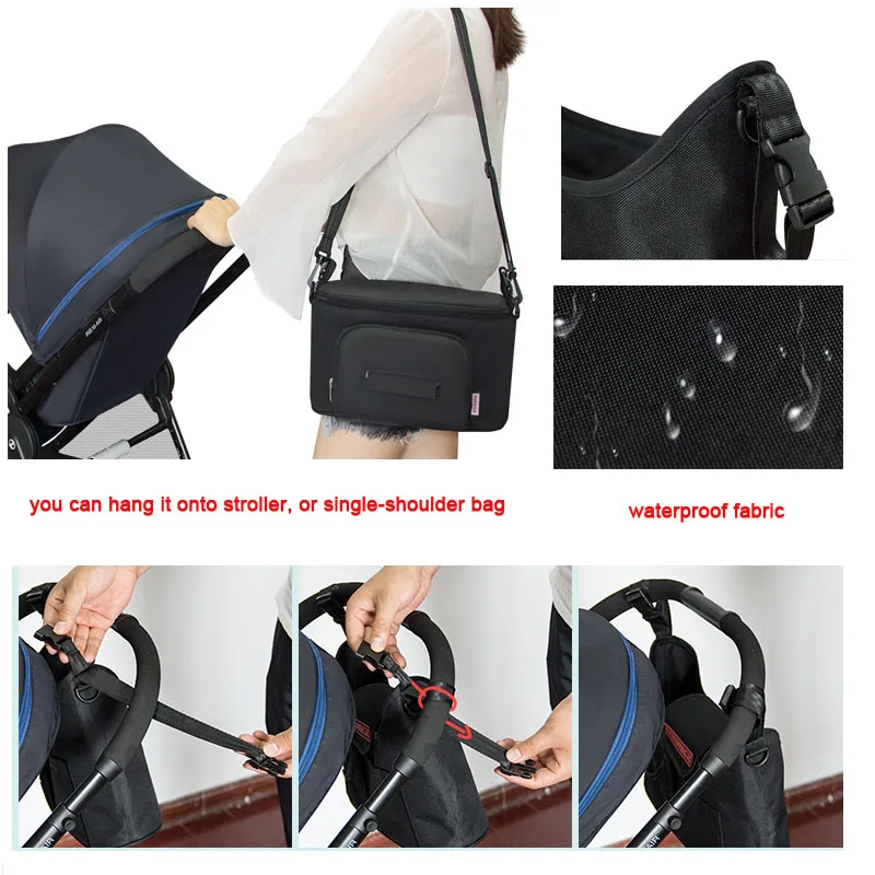 Baby Stroller Bag Diaper Organizer Parents Cup Holder Baby Diaper Organiser Bag Stroller Pouch with Tissue Case