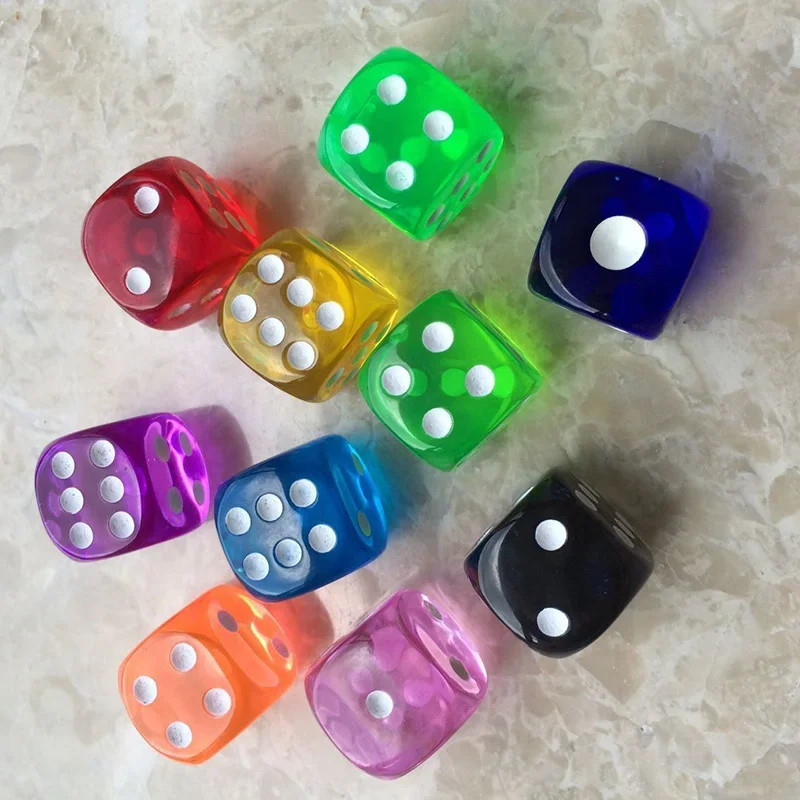 Filleted Corner Dice Set 10PCS/Lot Colorful Transparent Acrylic 6 Sided Dice Club/Party/Family Games acrylic dice,game dice,dice set