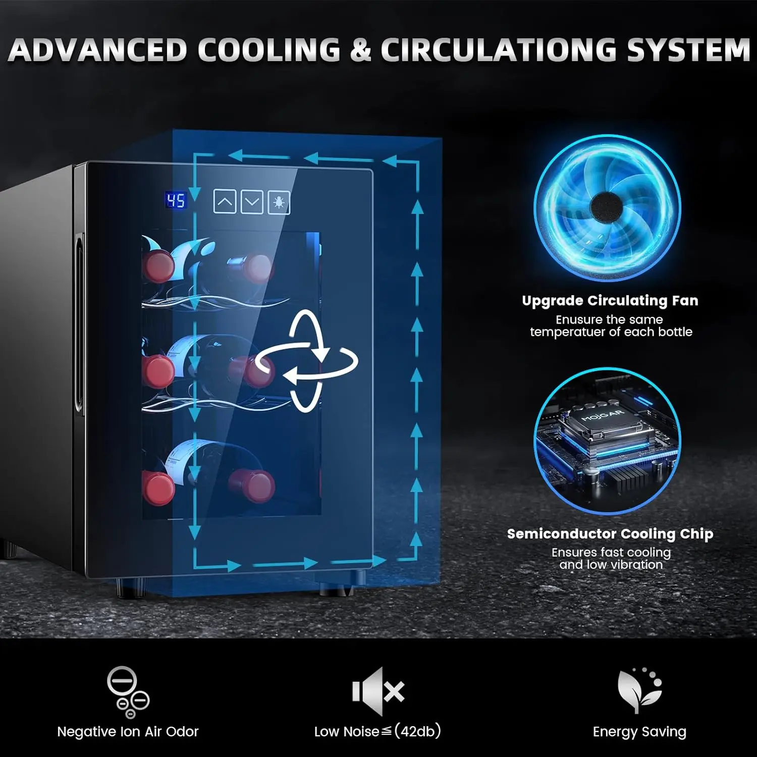 6 Bottle Wine Cooler Freestanding Small Wine Fridge Digital Temperature Control Thermoelectric Countertop Cooler 16L
