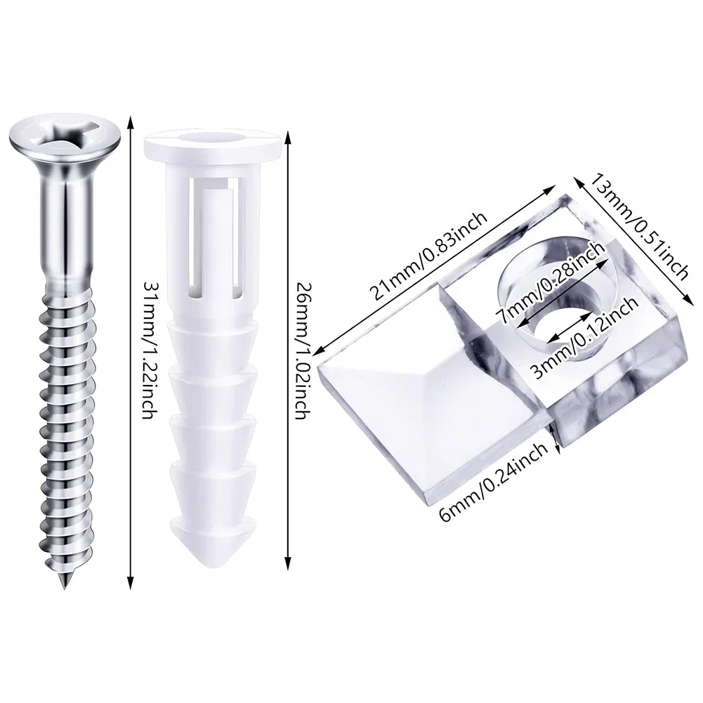 Install Mirrors with Ease 20 Sets of Mirror Holder Clips Kit Includes Screws and Anchors for Convenient Mounting 2