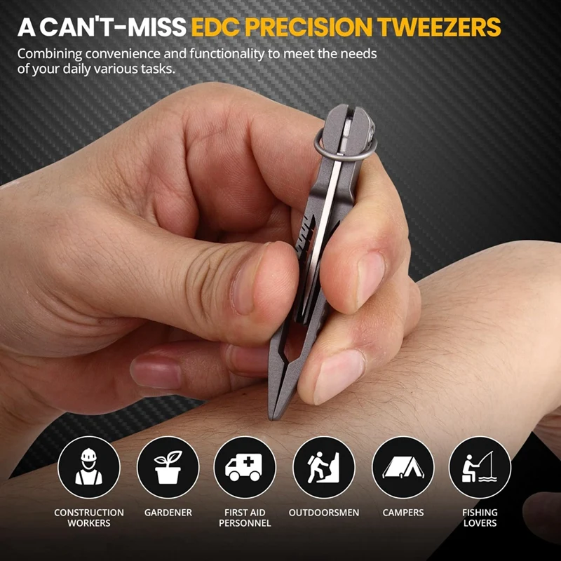 Tweezers Multitool, Precision Tweezer With Pocket Knife, 2 In 1 Titanium Tweezers For Craft,Soldering 4