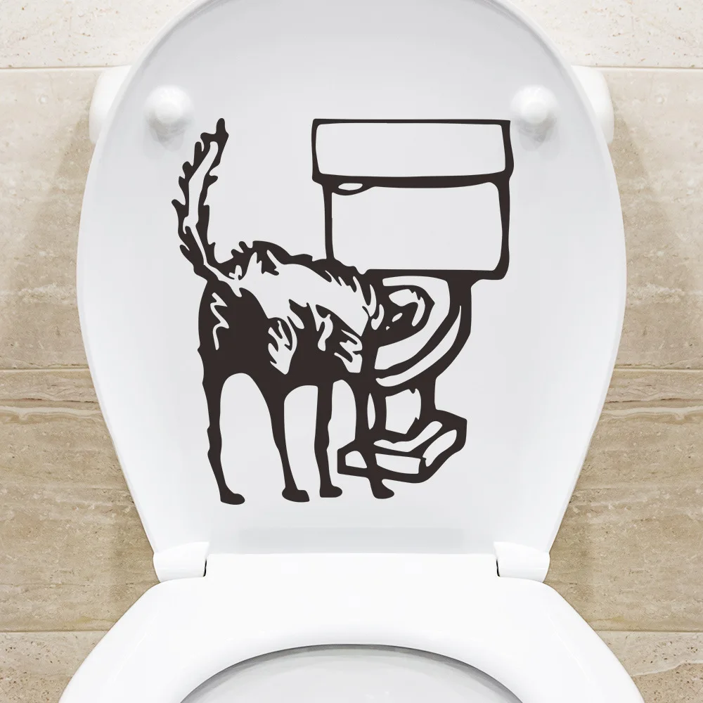 C17# Octopus Cartoon Cat Funny Expression Animal Toilet Bathroom Toilet Cover Sticker Wall Stickers Wc For Home Decoration vinyl stickers toilet stickers toilet wall stickers toilet seat stickers