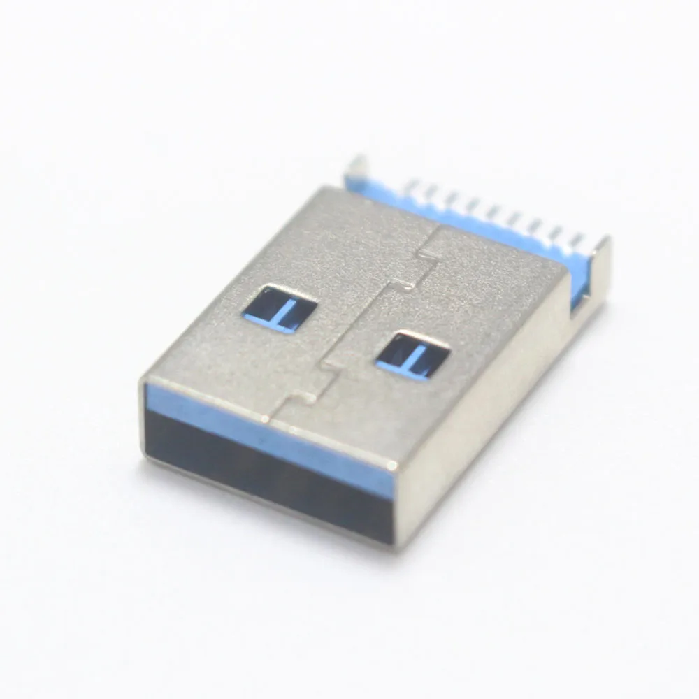 10pcs USB3.0 9P AM USB A 수 플러그 USB Type-A 인터페이스 SMD 용접 파란색 커넥터