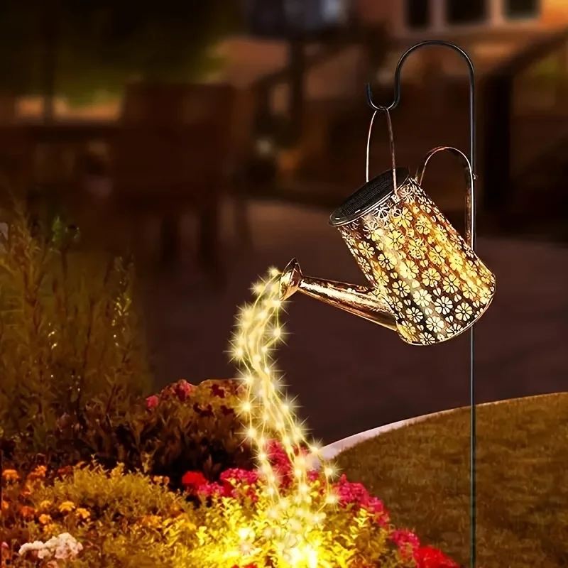 Watering Can Solar Lights Outdoor Garden, 90 LED Garden Ornaments Outdoor Light Solar Powered Large Retro Metal Fairy