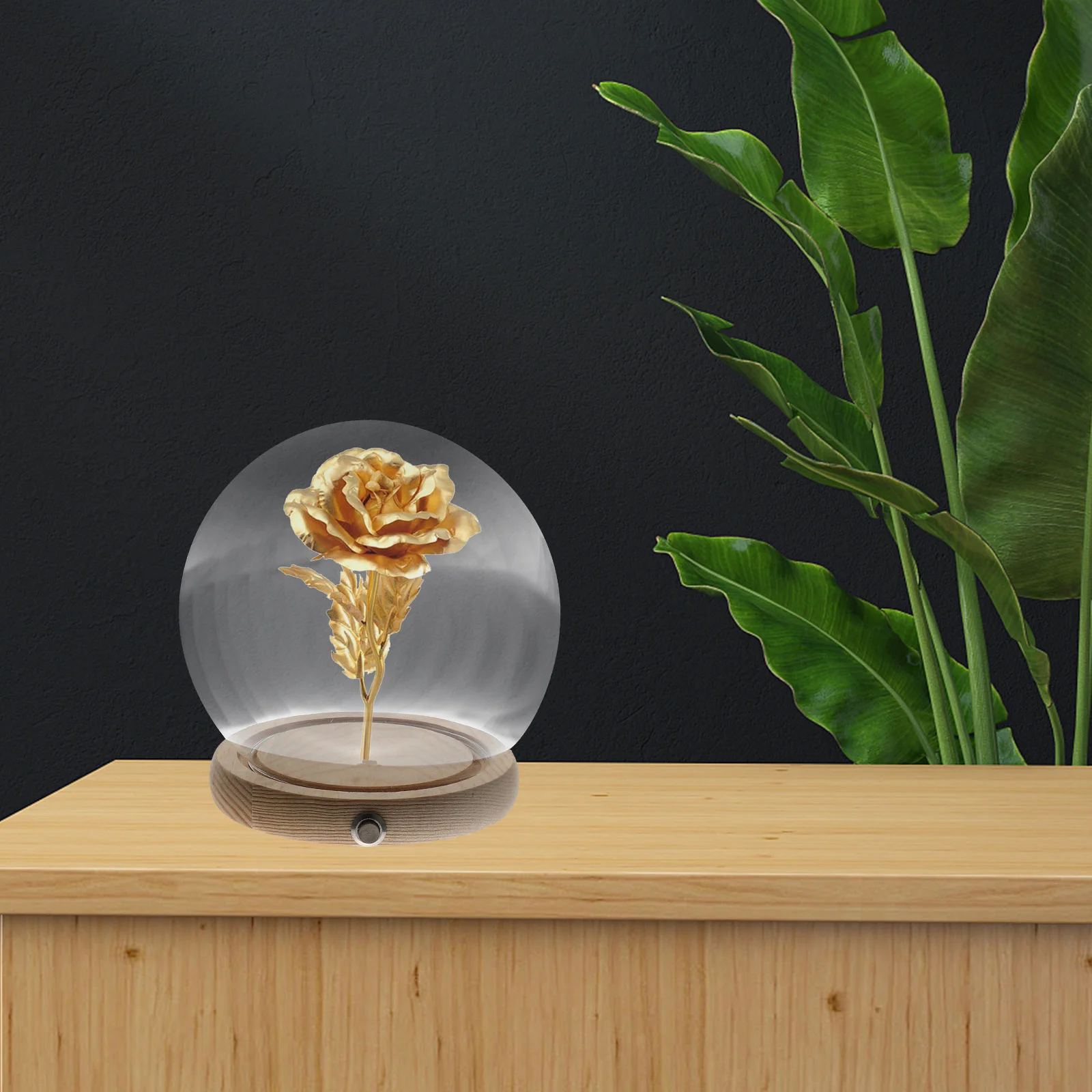 Wooden Base naments 15cm Glass Dome Display Case Transparent Dustproof Cover Eternal Flower Arrangement Decorative 6