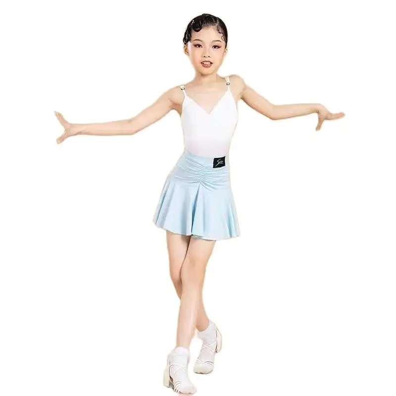 

sexy Latin Dance Costume For Girls Ballroom Salsa Tango top Skirts Kids Child lace Latin Dance Split Dress Leotard Skirt suit